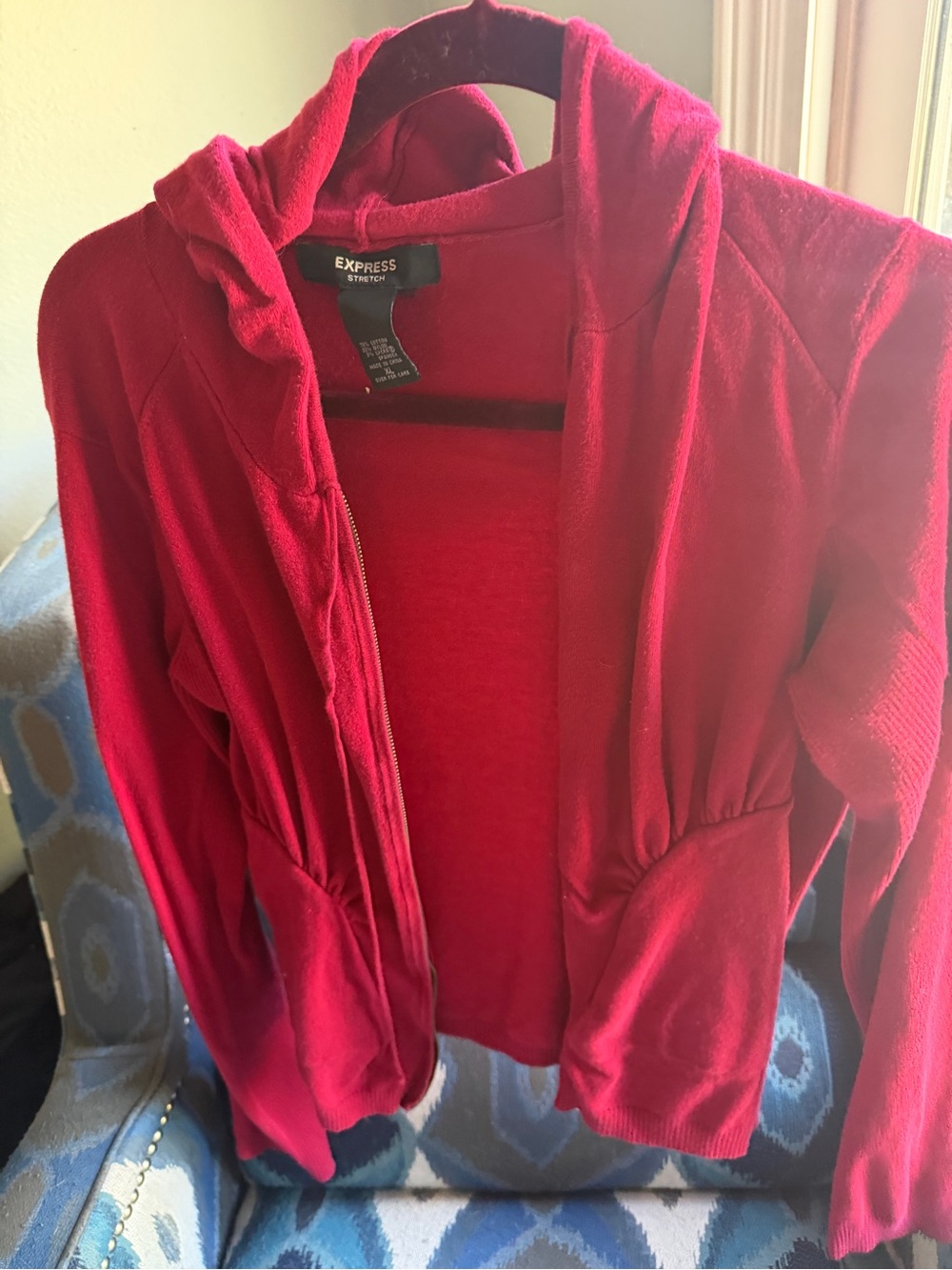 Express Bright Red Hooded Knit Jacket